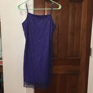 1980s blue vintage mini cocktail dress
